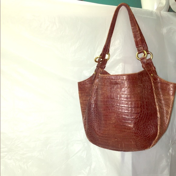 Brahmin Handbags - Brahmin Vintage Croc Leather Bag with Brass detail